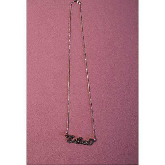 Stirling Silver "Esther" Name Necklace 8in Drop - Picture 2 of 4